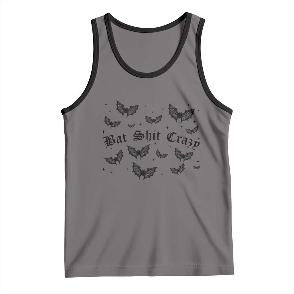 Funny Halloween Bat Shit Crazy Tank Top Horror Gothic Coquette Bat TS11 Deep Heather Black Print Your Wear