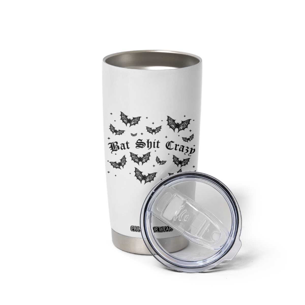 Funny Halloween Bat Shit Crazy Tumbler Cup Horror Gothic Coquette Bat TS11 Print Your Wear