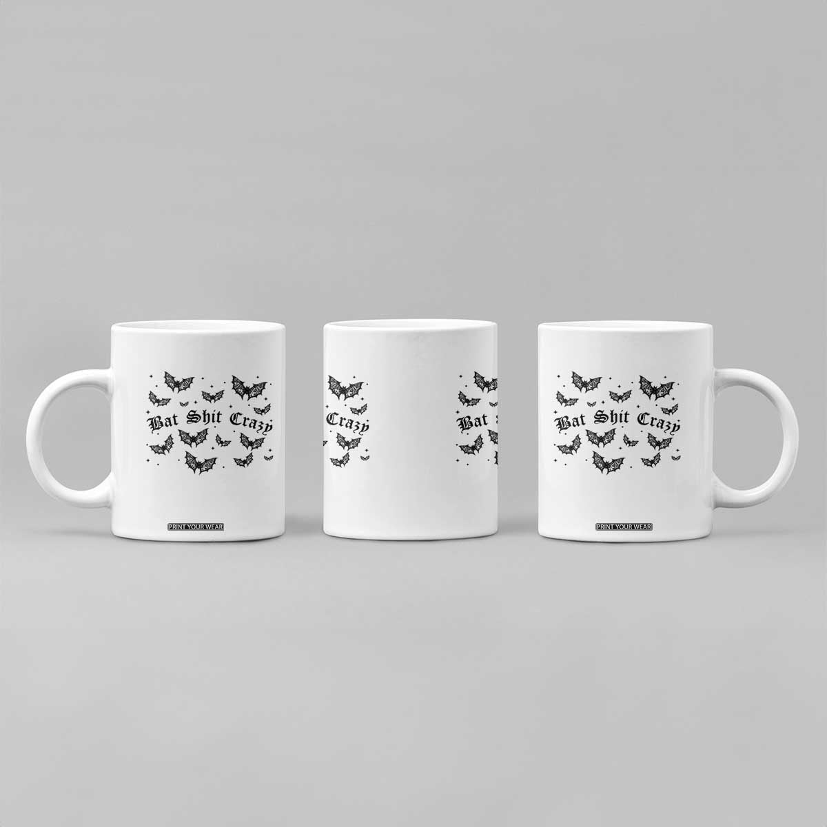 Funny Halloween Bat Shit Crazy Coffee Mug Horror Gothic Coquette Bat TS11 Print Your Wear