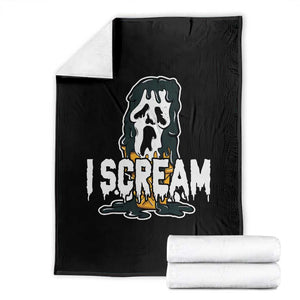 Funny Halloween Ghost Horror Face Throw Blanket I Scream Ice Cream Slasher Pun TS11 Black Print Your Wear