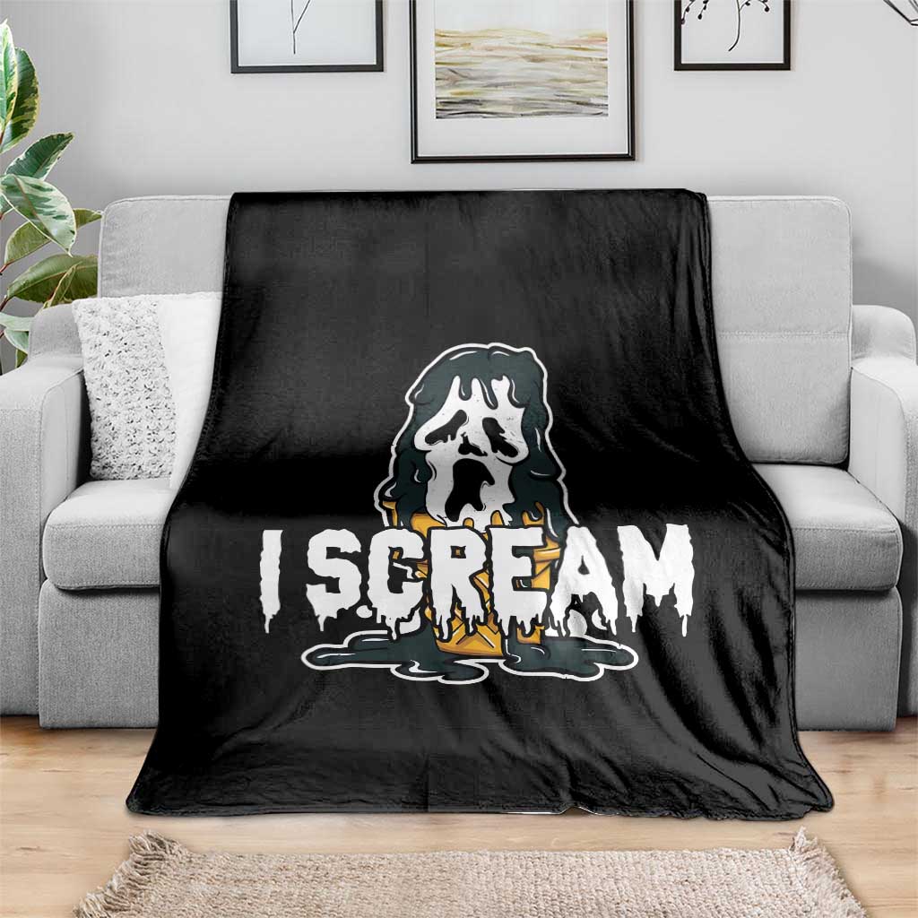 Funny Halloween Ghost Horror Face Throw Blanket I Scream Ice Cream Slasher Pun TS11 Print Your Wear
