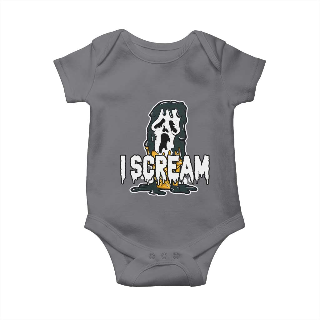 Funny Halloween Ghost Horror Face Baby Onesie I Scream Ice Cream Slasher Pun TS11 Charcoal Print Your Wear