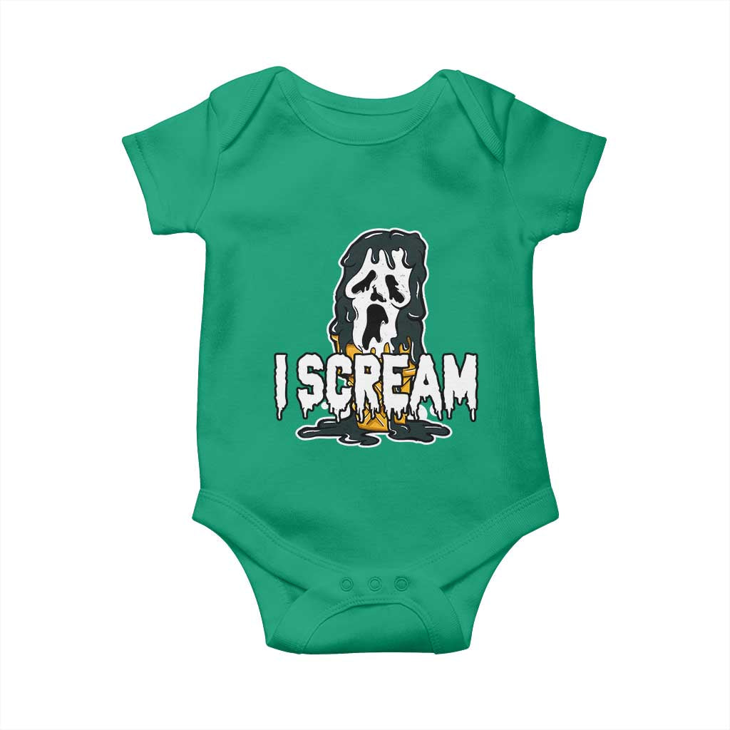 Funny Halloween Ghost Horror Face Baby Onesie I Scream Ice Cream Slasher Pun TS11 Irish Green Print Your Wear