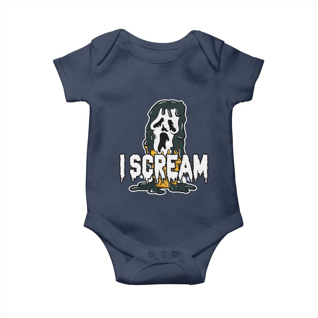 Funny Halloween Ghost Horror Face Baby Onesie I Scream Ice Cream Slasher Pun TS11 Navy Print Your Wear