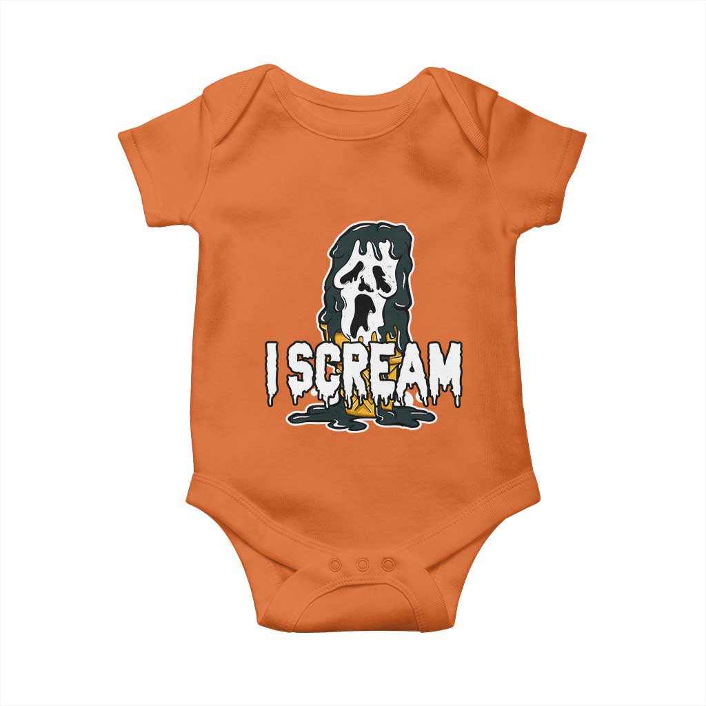Funny Halloween Ghost Horror Face Baby Onesie I Scream Ice Cream Slasher Pun TS11 Orange Print Your Wear