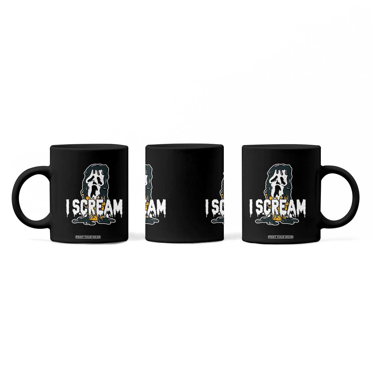 Funny Halloween Ghost Horror Face Coffee Mug I Scream Ice Cream Slasher Pun TS11 Print Your Wear