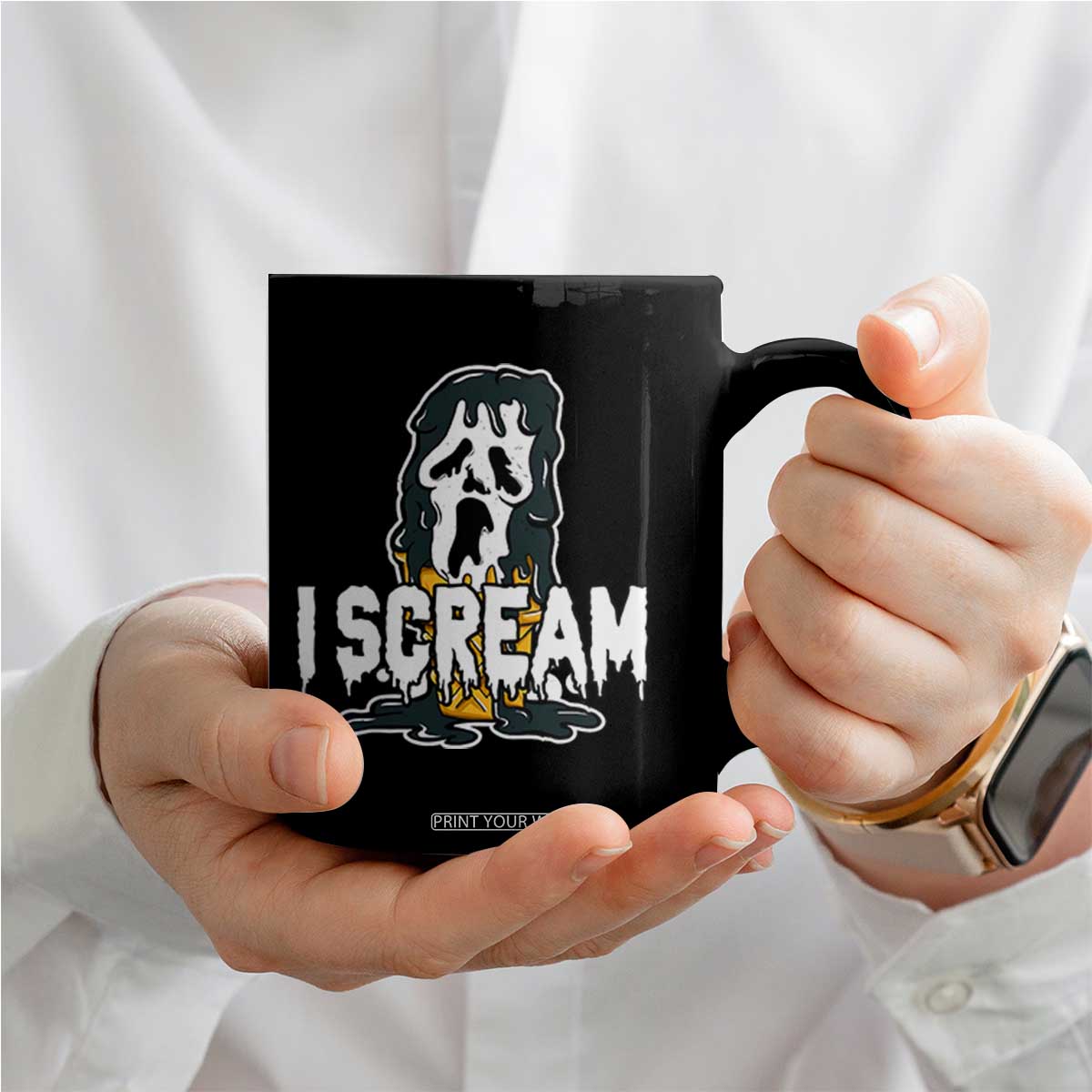 Funny Halloween Ghost Horror Face Coffee Mug I Scream Ice Cream Slasher Pun TS11 Print Your Wear