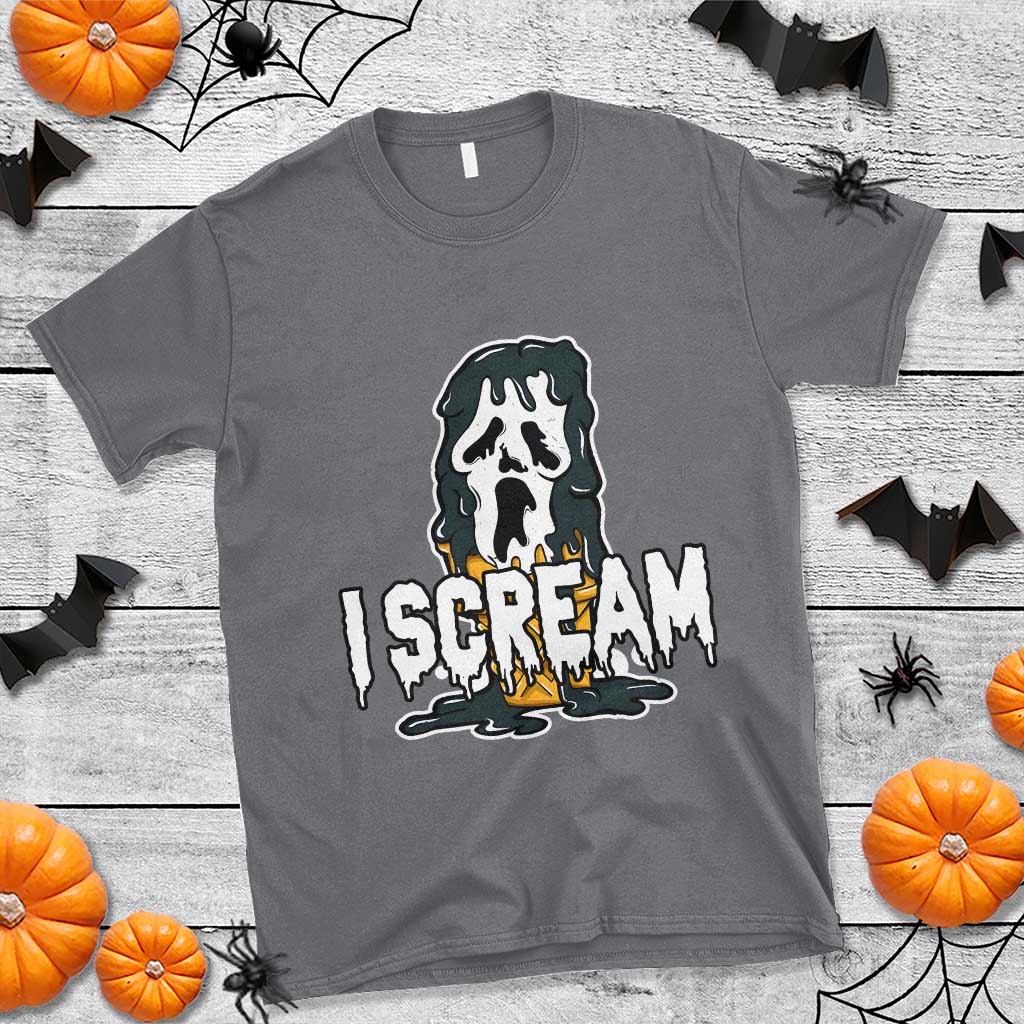 Funny Halloween Ghost Horror Face T Shirt I Scream Ice Cream Slasher Pun TS11 Charcoal Print Your Wear