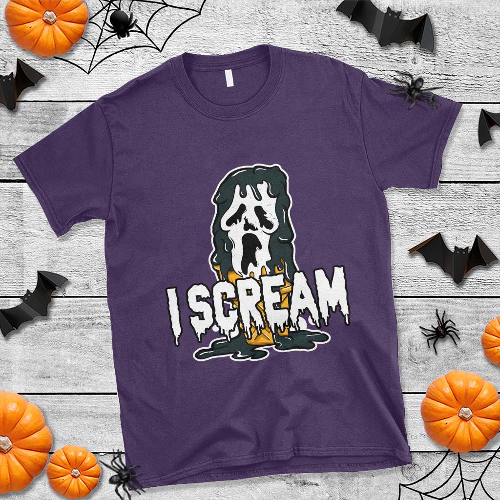 Funny Halloween Ghost Horror Face T Shirt I Scream Ice Cream Slasher Pun TS11 Purple Print Your Wear