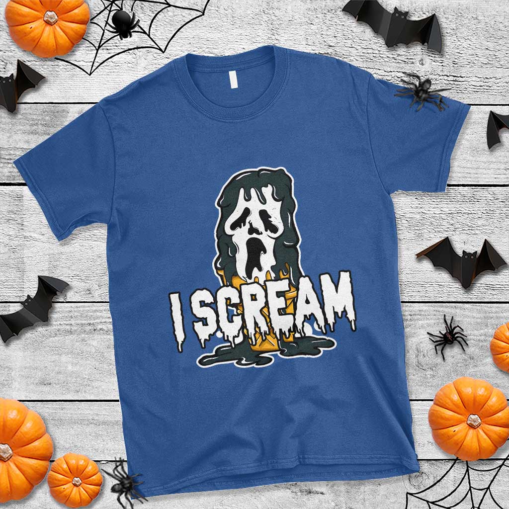 Funny Halloween Ghost Horror Face T Shirt I Scream Ice Cream Slasher Pun TS11 Royal Blue Print Your Wear