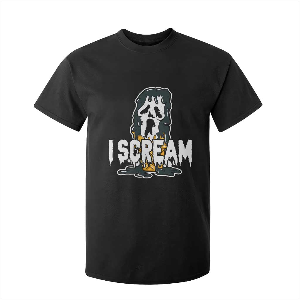 Funny Halloween Ghost Horror Face T Shirt For Kid I Scream Ice Cream Slasher Pun TS11 Black Print Your Wear