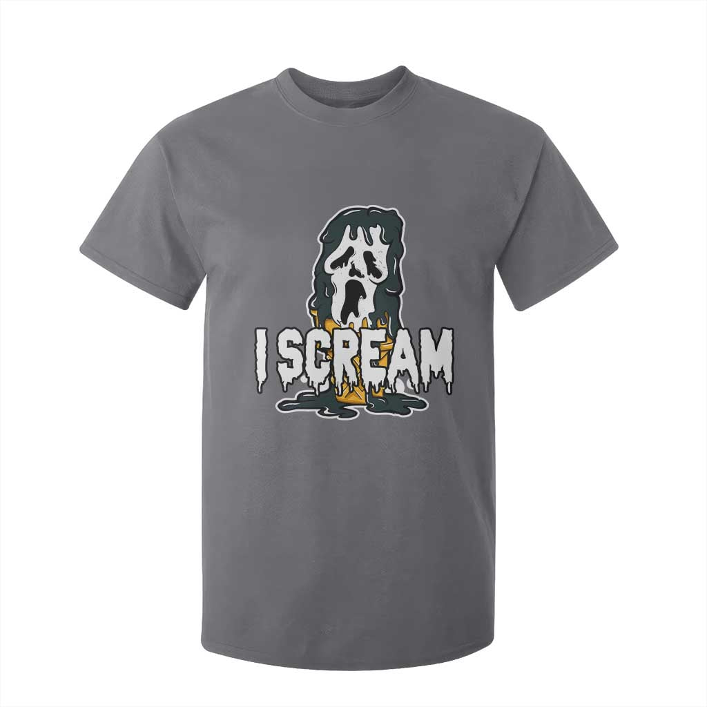 Funny Halloween Ghost Horror Face T Shirt For Kid I Scream Ice Cream Slasher Pun TS11 Charcoal Print Your Wear