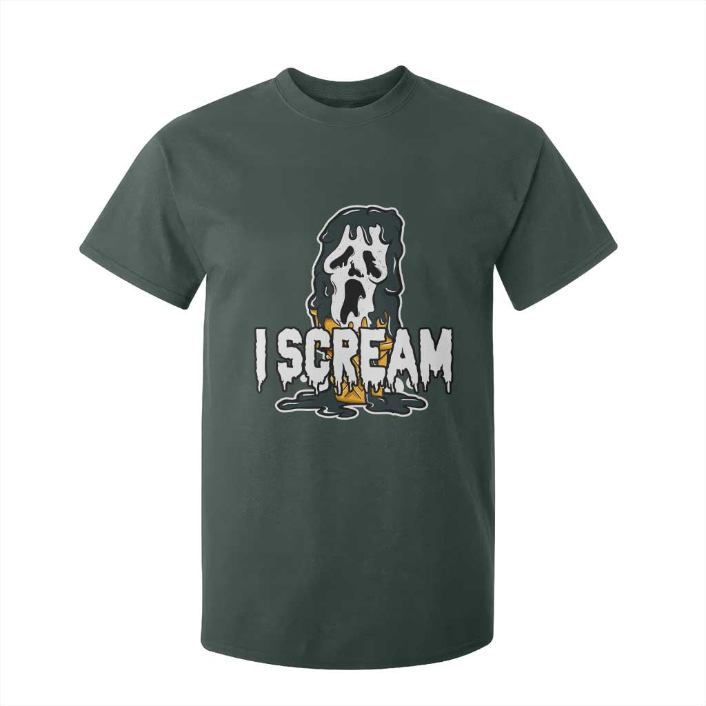 Funny Halloween Ghost Horror Face T Shirt For Kid I Scream Ice Cream Slasher Pun TS11 Dark Forest Green Print Your Wear