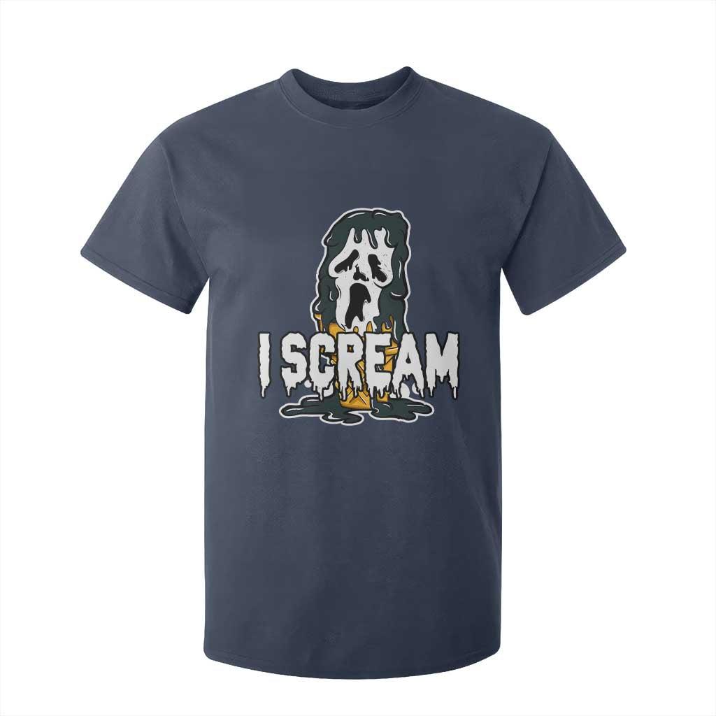 Funny Halloween Ghost Horror Face T Shirt For Kid I Scream Ice Cream Slasher Pun TS11 Navy Print Your Wear