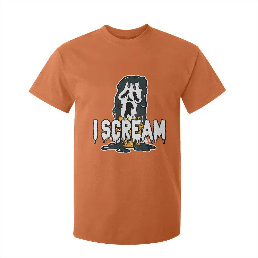 Funny Halloween Ghost Horror Face T Shirt For Kid I Scream Ice Cream Slasher Pun TS11 Orange Print Your Wear