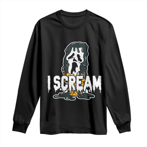Funny Halloween Ghost Horror Face Long Sleeve Shirt I Scream Ice Cream Slasher Pun TS11 Black Print Your Wear
