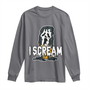 Funny Halloween Ghost Horror Face Long Sleeve Shirt I Scream Ice Cream Slasher Pun TS11 Charcoal Print Your Wear