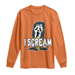 Funny Halloween Ghost Horror Face Long Sleeve Shirt I Scream Ice Cream Slasher Pun TS11 Orange Print Your Wear