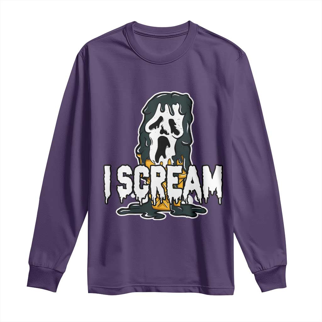 Funny Halloween Ghost Horror Face Long Sleeve Shirt I Scream Ice Cream Slasher Pun TS11 Purple Print Your Wear