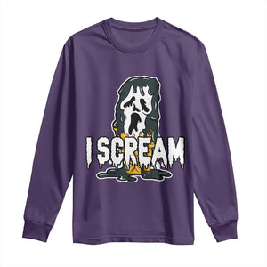 Funny Halloween Ghost Horror Face Long Sleeve Shirt I Scream Ice Cream Slasher Pun TS11 Purple Print Your Wear