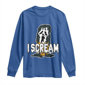 Funny Halloween Ghost Horror Face Long Sleeve Shirt I Scream Ice Cream Slasher Pun TS11 Royal Blue Print Your Wear