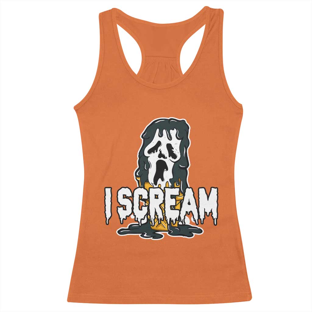 Funny Halloween Ghost Horror Face Racerback Tank Top I Scream Ice Cream Slasher Pun TS11 Orange Print Your Wear