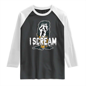 Funny Halloween Ghost Horror Face Raglan Shirt I Scream Ice Cream Slasher Pun TS11 Black White Print Your Wear
