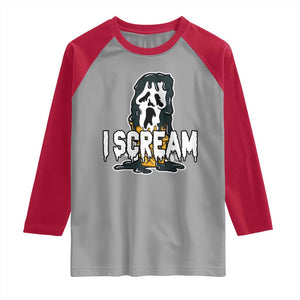 Funny Halloween Ghost Horror Face Raglan Shirt I Scream Ice Cream Slasher Pun TS11 Sport Gray Red Print Your Wear