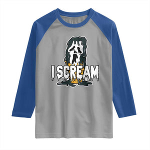Funny Halloween Ghost Horror Face Raglan Shirt I Scream Ice Cream Slasher Pun TS11 Sport Gray Royal Print Your Wear