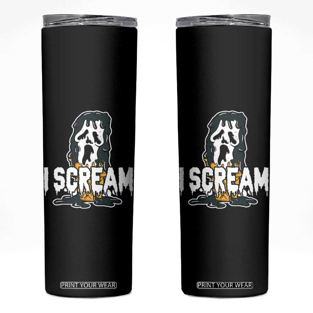 Funny Halloween Ghost Horror Face Skinny Tumbler I Scream Ice Cream Slasher Pun TS11 Black Print Your Wear