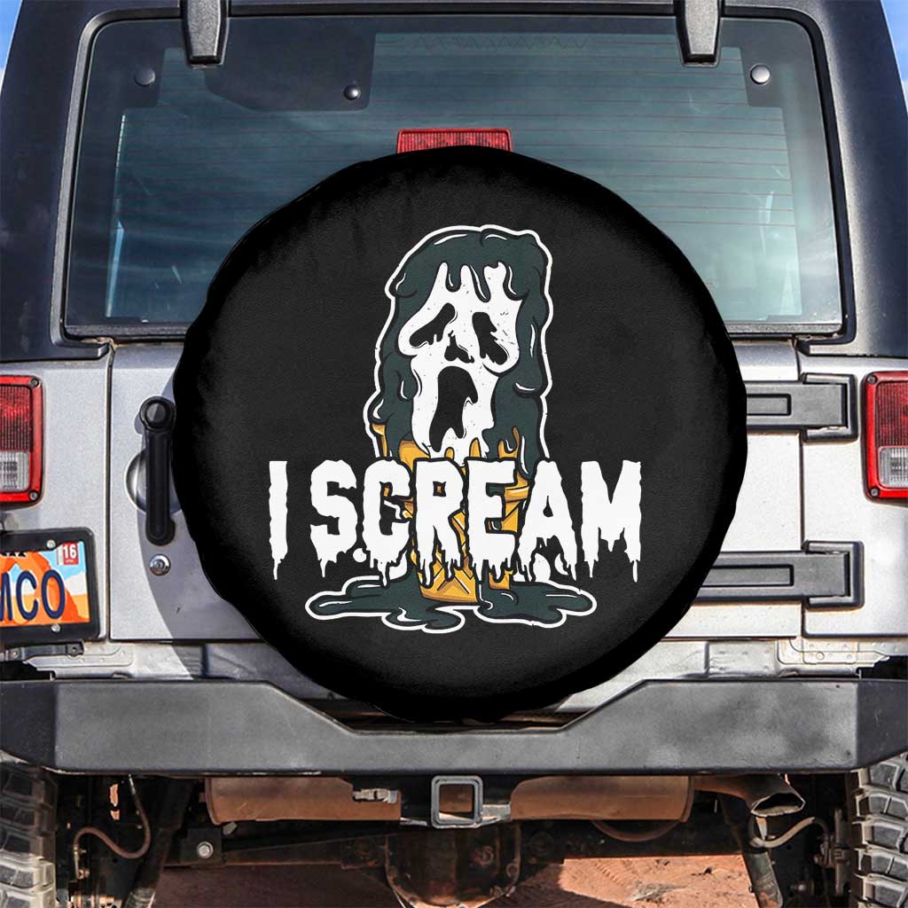 Funny Halloween Ghost Horror Face Spare Tire Cover I Scream Ice Cream Slasher Pun TS11 No hole Black Print Your Wear