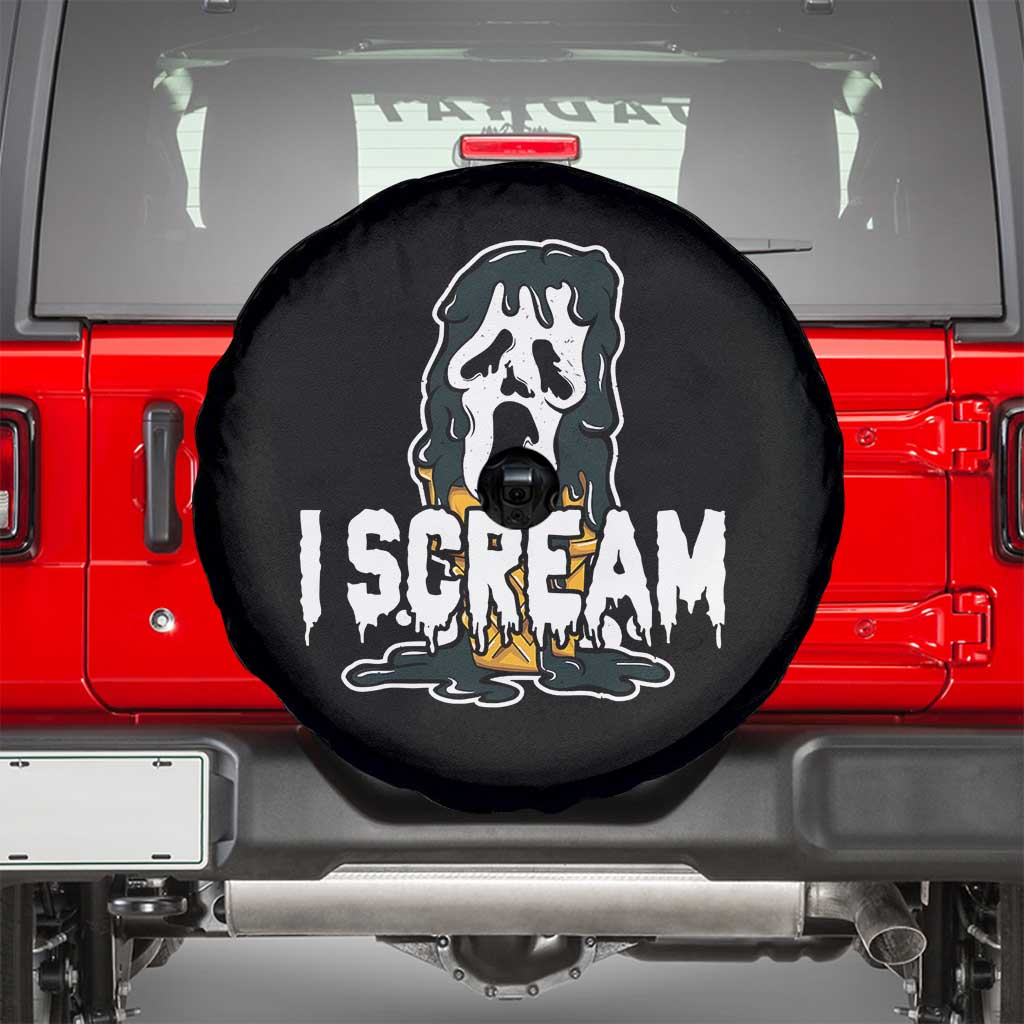 Funny Halloween Ghost Horror Face Spare Tire Cover I Scream Ice Cream Slasher Pun TS11 Black Print Your Wear
