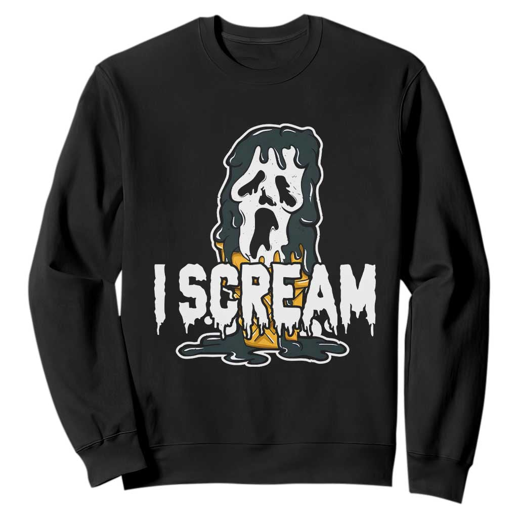 Funny Halloween Ghost Horror Face Sweatshirt I Scream Ice Cream Slasher Pun TS11 Black Print Your Wear
