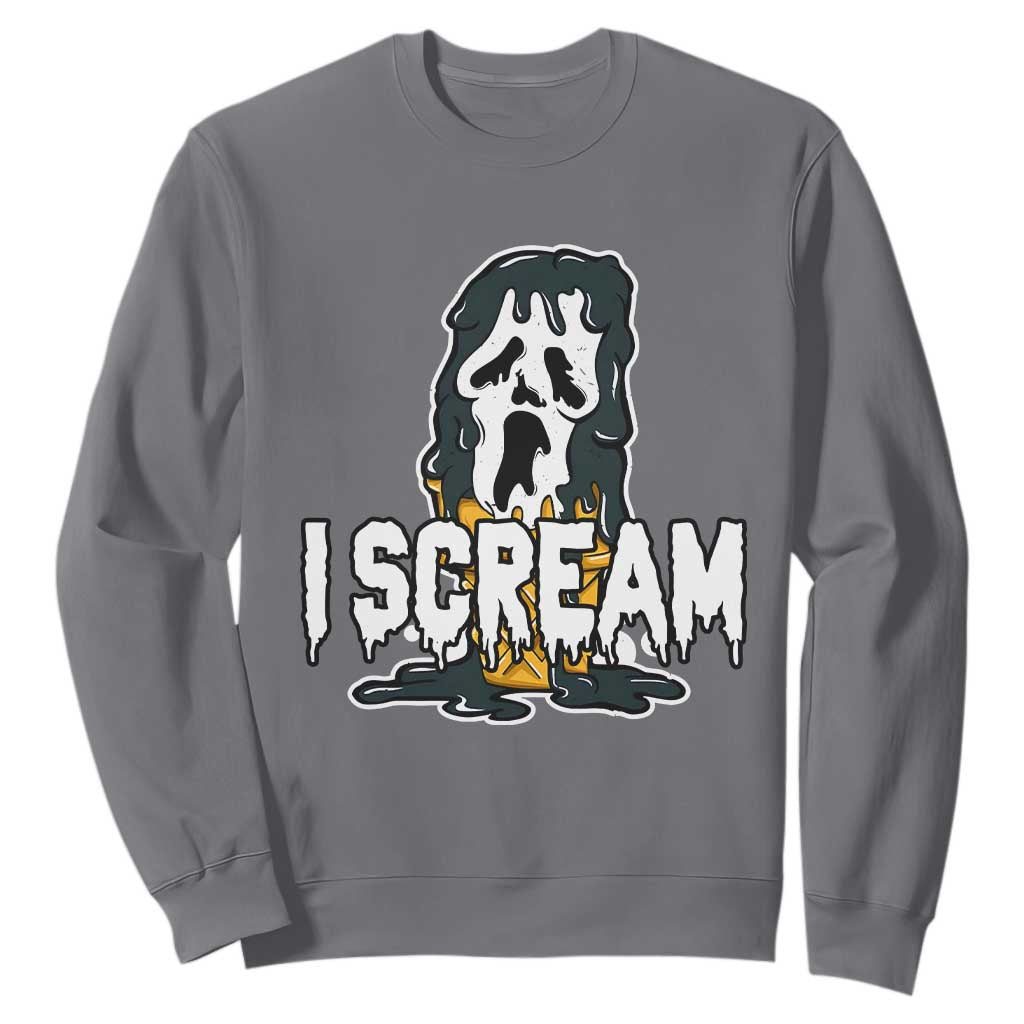 Funny Halloween Ghost Horror Face Sweatshirt I Scream Ice Cream Slasher Pun TS11 Charcoal Print Your Wear