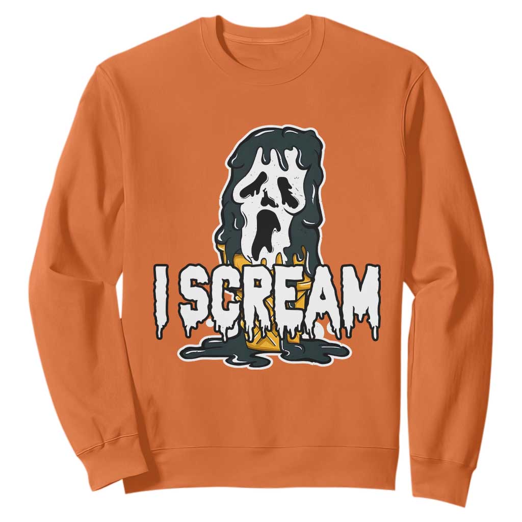 Funny Halloween Ghost Horror Face Sweatshirt I Scream Ice Cream Slasher Pun TS11 Orange Print Your Wear