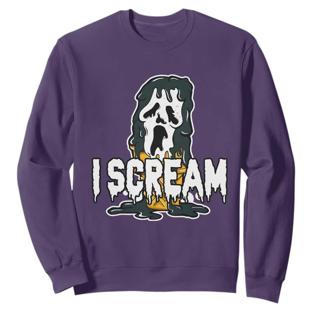 Funny Halloween Ghost Horror Face Sweatshirt I Scream Ice Cream Slasher Pun TS11 Purple Print Your Wear