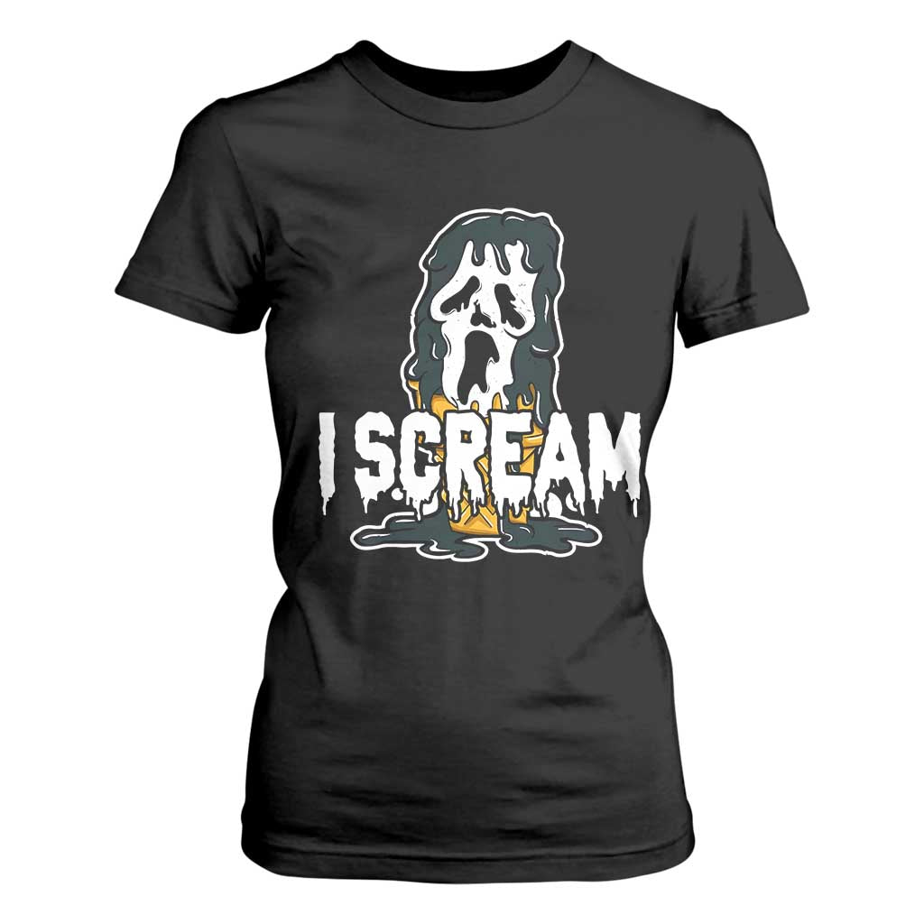 Funny Halloween Ghost Horror Face T Shirt For Women I Scream Ice Cream Slasher Pun TS11 Black Print Your Wear