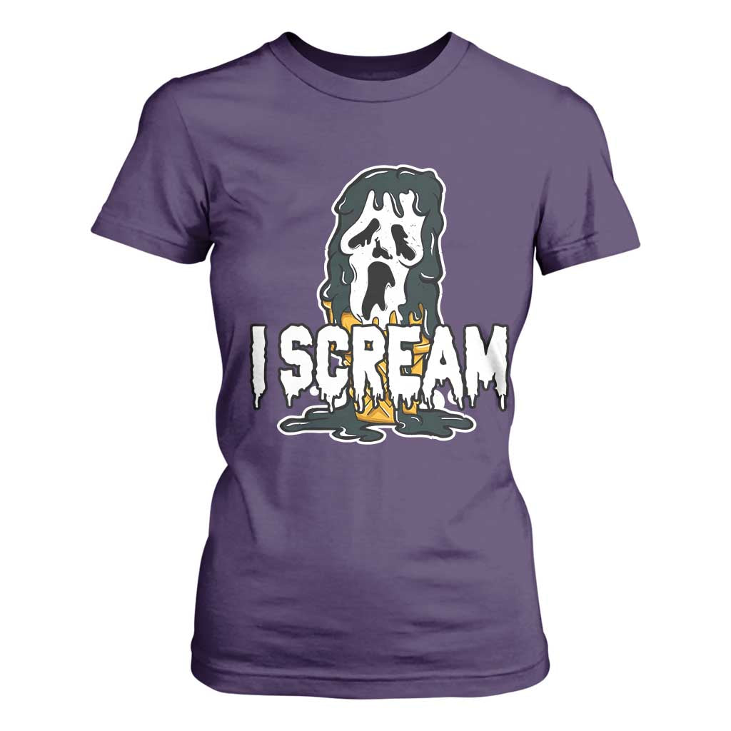 Funny Halloween Ghost Horror Face T Shirt For Women I Scream Ice Cream Slasher Pun TS11 Purple Print Your Wear