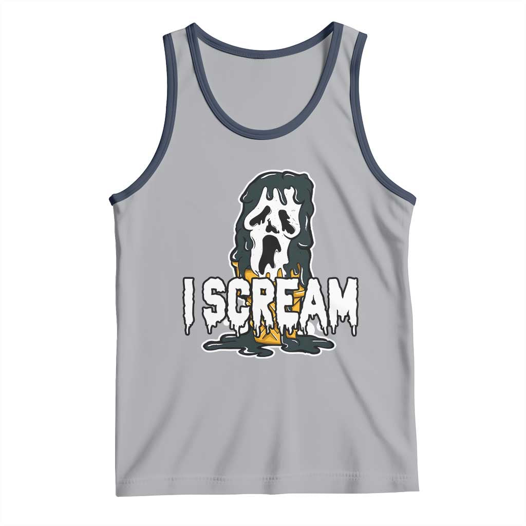 Funny Halloween Ghost Horror Face Tank Top I Scream Ice Cream Slasher Pun TS11 Athletic Heather Navy Print Your Wear