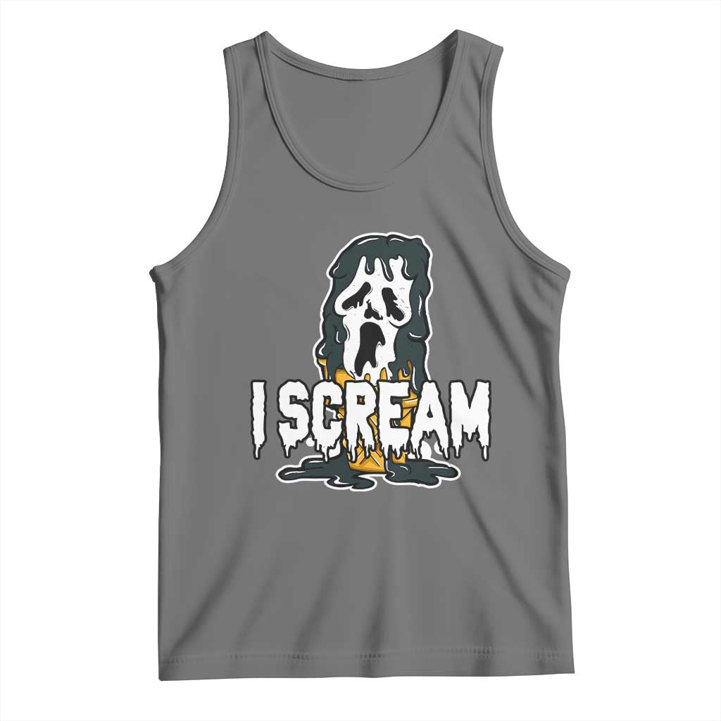 Funny Halloween Ghost Horror Face Tank Top I Scream Ice Cream Slasher Pun TS11 Black Heather Print Your Wear