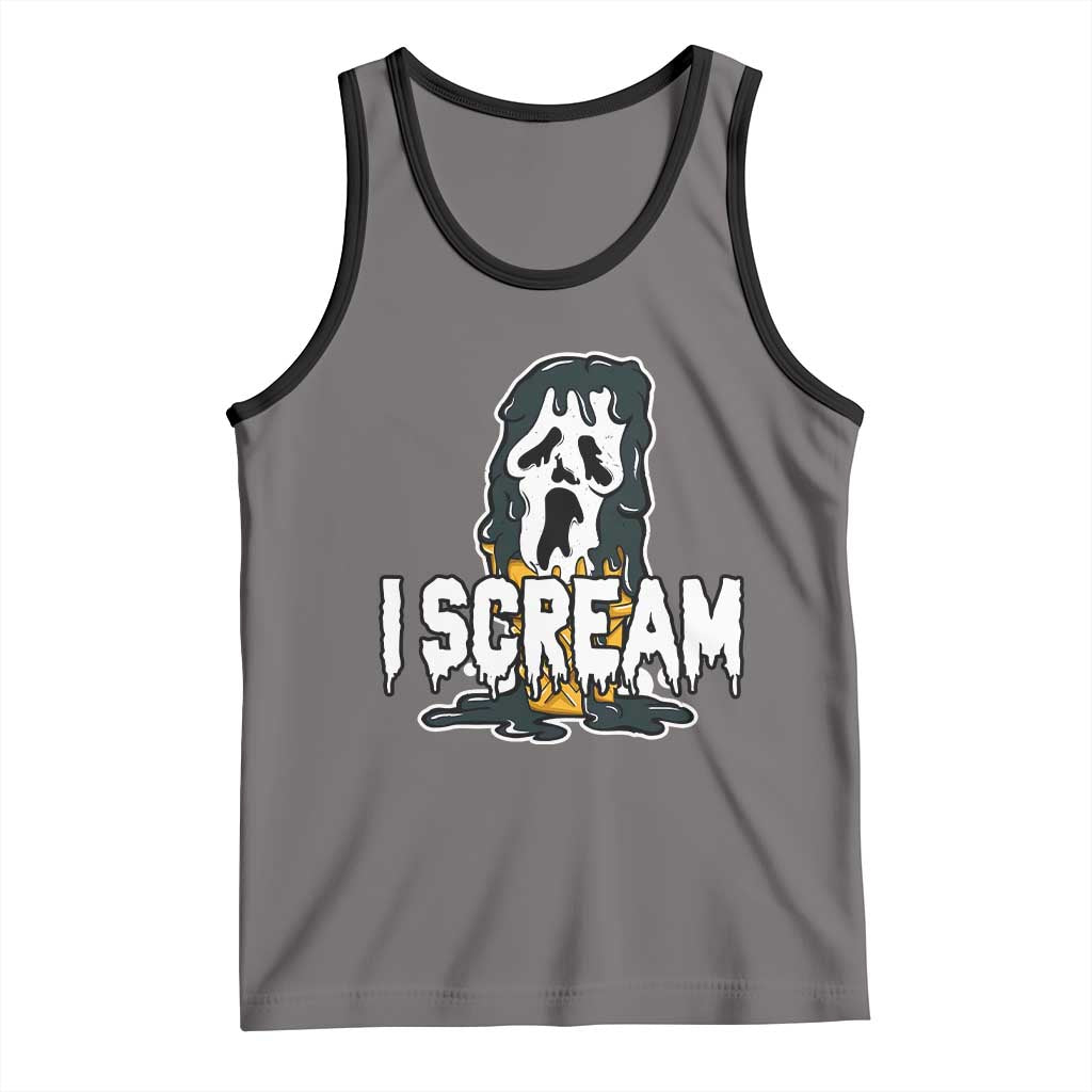 Funny Halloween Ghost Horror Face Tank Top I Scream Ice Cream Slasher Pun TS11 Deep Heather Black Print Your Wear