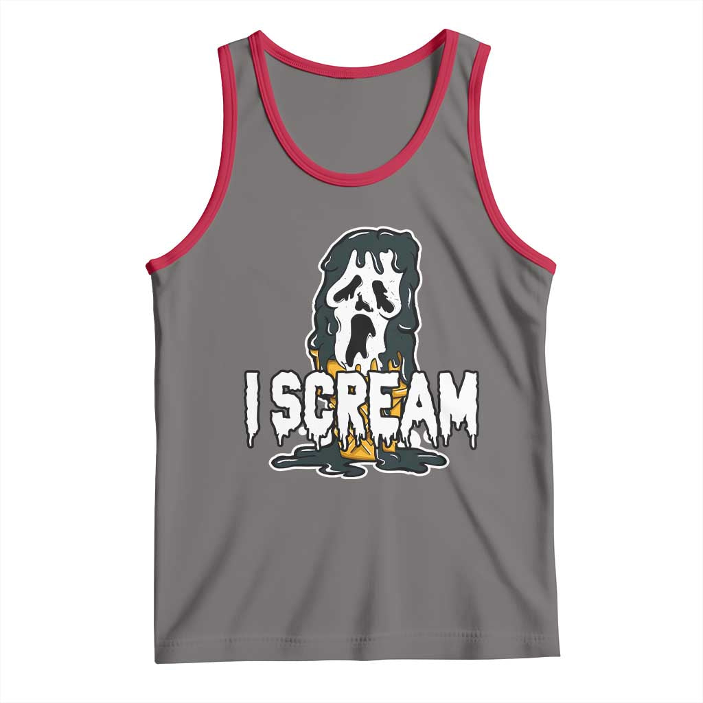 Funny Halloween Ghost Horror Face Tank Top I Scream Ice Cream Slasher Pun TS11 Deep Heather Red Print Your Wear