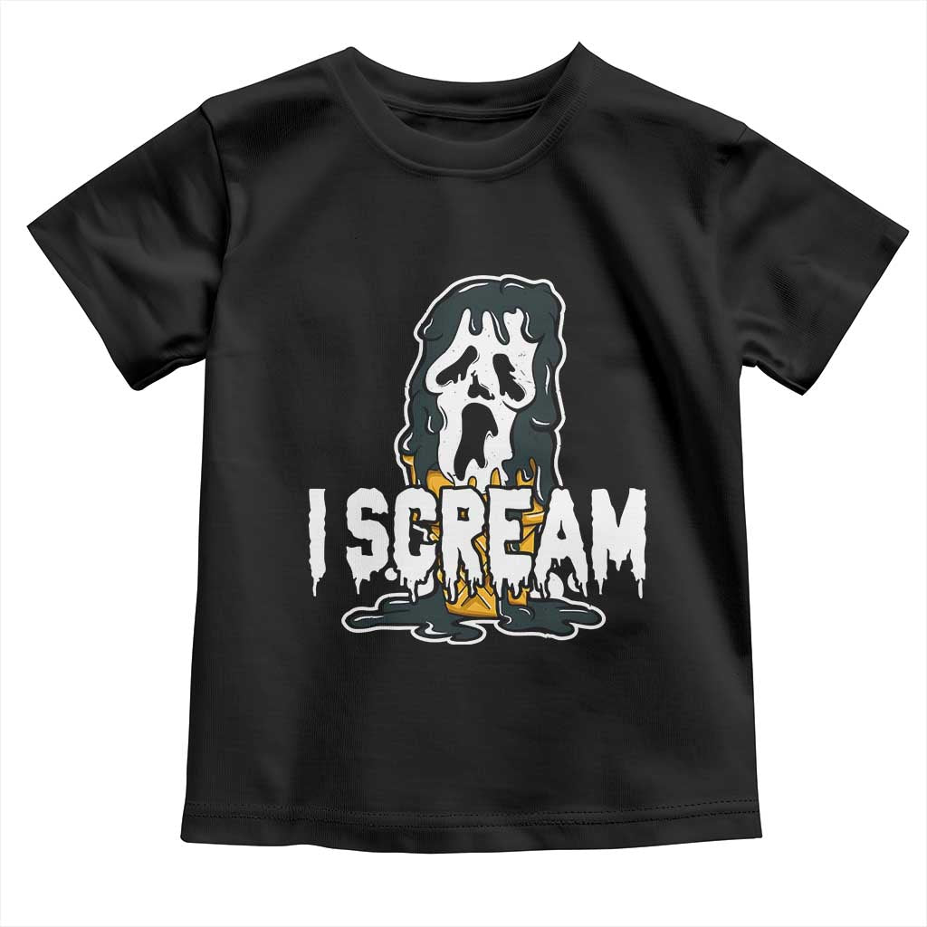 Funny Halloween Ghost Horror Face Toddler T Shirt I Scream Ice Cream Slasher Pun TS11 Black Print Your Wear