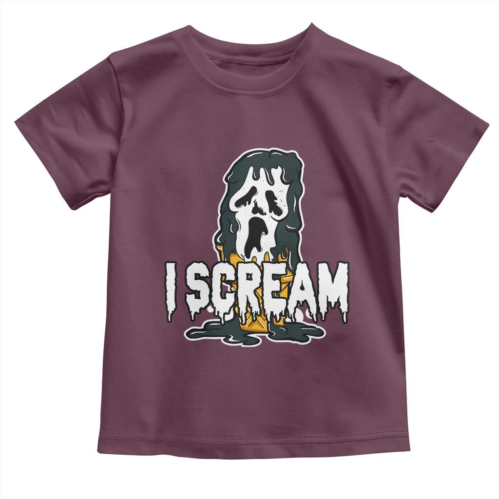 Funny Halloween Ghost Horror Face Toddler T Shirt I Scream Ice Cream Slasher Pun TS11 Maroon Print Your Wear