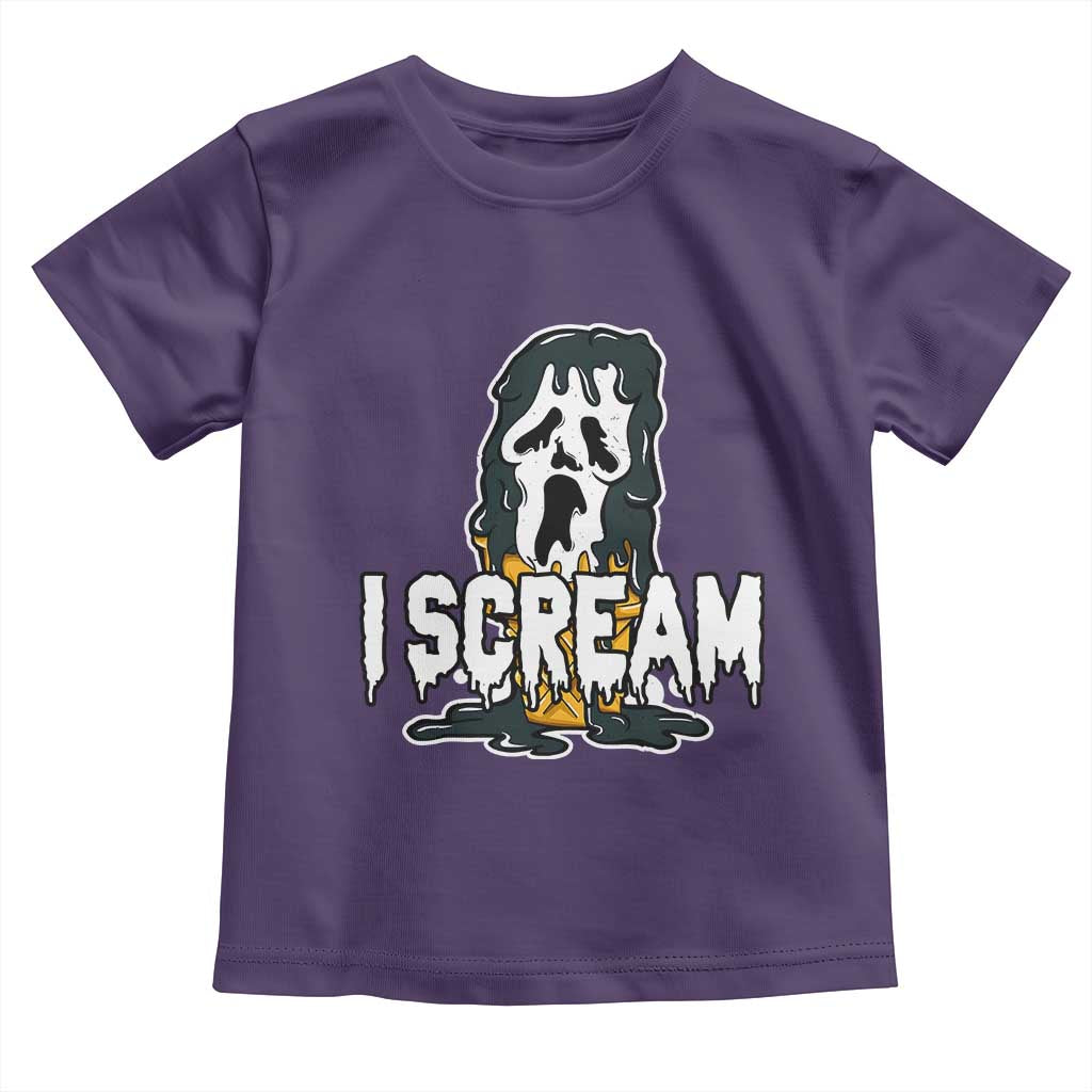 Funny Halloween Ghost Horror Face Toddler T Shirt I Scream Ice Cream Slasher Pun TS11 Purple Print Your Wear