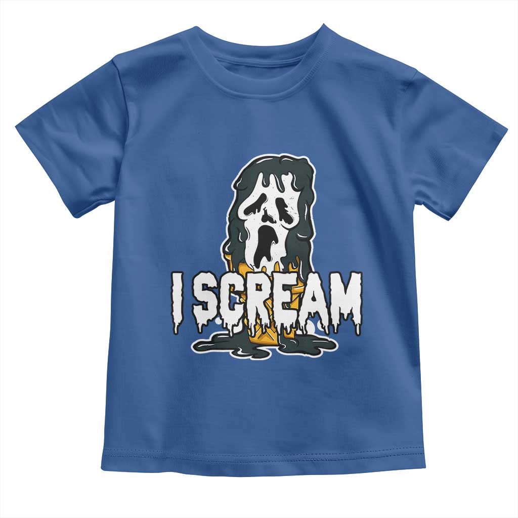 Funny Halloween Ghost Horror Face Toddler T Shirt I Scream Ice Cream Slasher Pun TS11 Royal Blue Print Your Wear