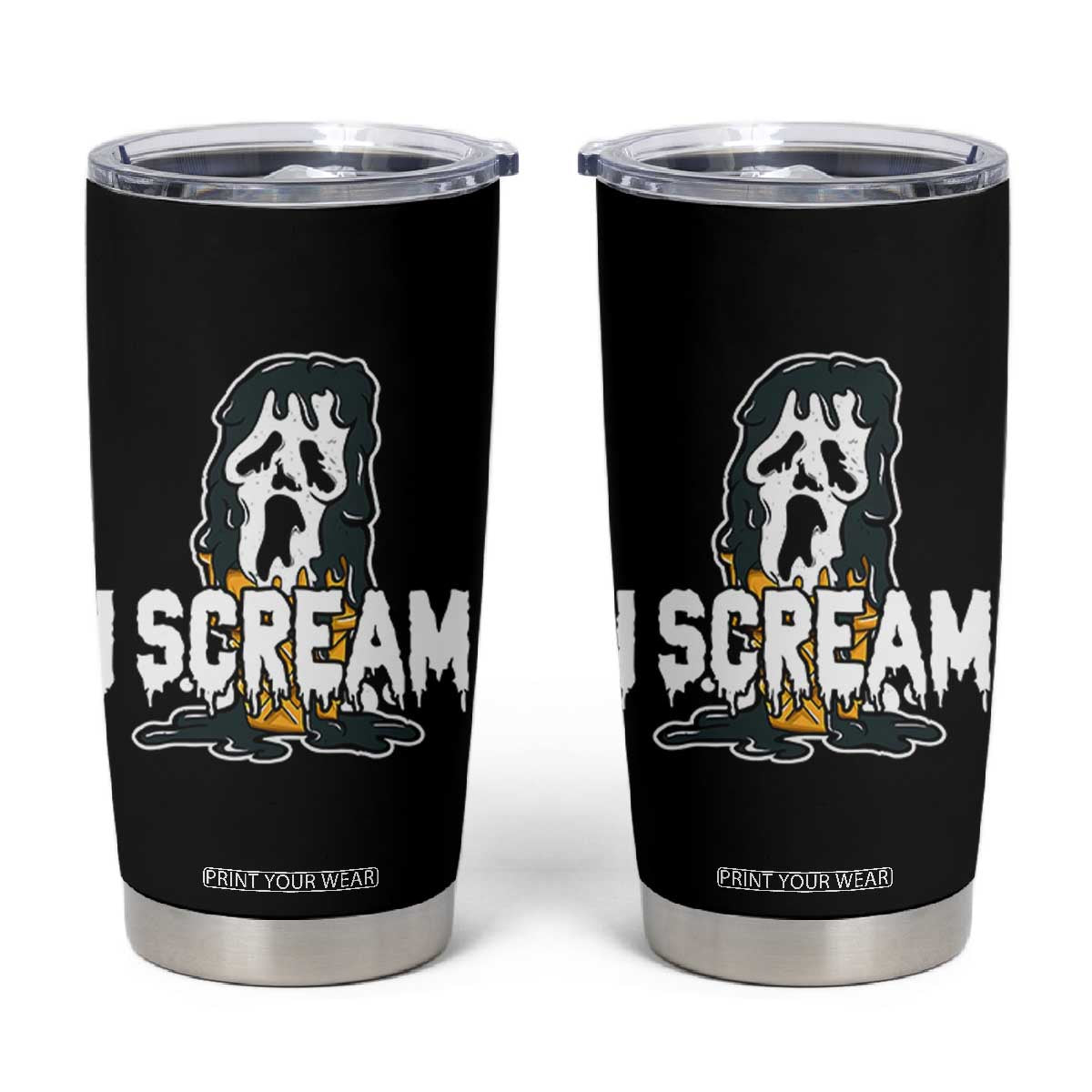 Funny Halloween Ghost Horror Face Tumbler Cup I Scream Ice Cream Slasher Pun TS11 Black Print Your Wear