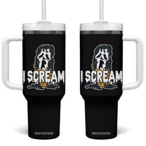 Funny Halloween Ghost Horror Face Tumbler With Handle I Scream Ice Cream Slasher Pun TS11 One Size: 40 oz Black Print Your Wear