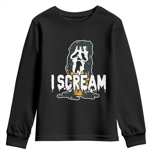 Funny Halloween Ghost Horror Face Youth Sweatshirt I Scream Ice Cream Slasher Pun TS11 Black Print Your Wear