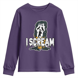 Funny Halloween Ghost Horror Face Youth Sweatshirt I Scream Ice Cream Slasher Pun TS11 Purple Print Your Wear